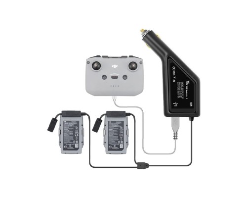 Автомобильное зарядное устройство для 2 аккумуляторов и пульта DJI Mavic Air 2 / Air 2S (YX)
