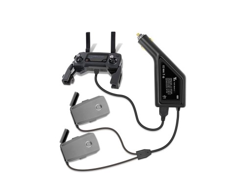 Автомобильное зарядное устройство для 2 аккумуляторов и пульта DJI Mavic 2 (YX)
