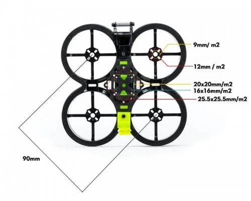 Рама квадрокоптера CineRace20 V1.2 Neon Led (Серый) (Flywoo)