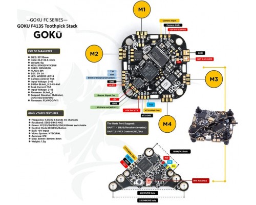 Полётный контроллер Flywoo GOKU GN413 13A AIO V2.1