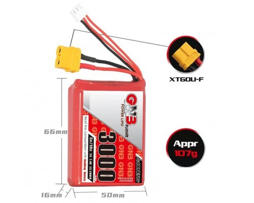 Аккумулятор GNB 3000мАч 2S 5C LiPo для Radiomaster TX12 (XT60)
