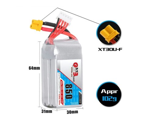Аккумулятор GNB 850мАч 4S 80C LiPo (XT30)