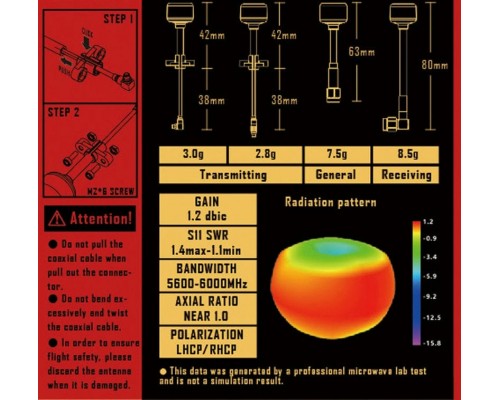 Антенна RUSHFPV Cherry Antenna (RHCP / LHCP)