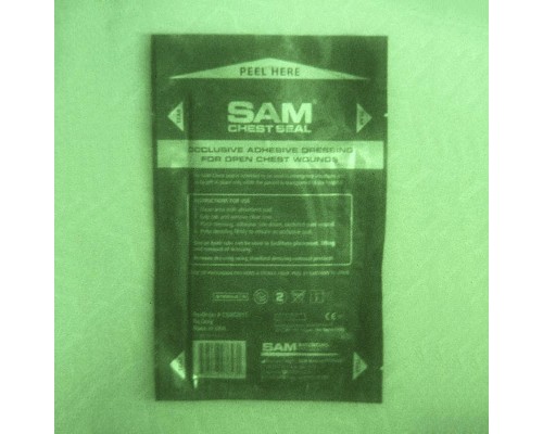 Пластырь при проникающих травмах груди без одностороннего клапана Sam Chest Seal