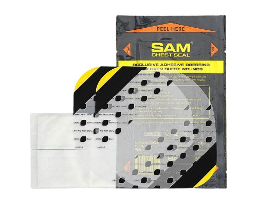Пластырь при проникающих травмах груди без одностороннего клапана Sam Chest Seal