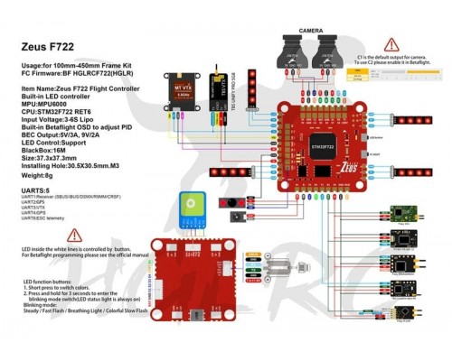 Полётный контроллер HGLRC DJI Zeus F722 3-6S